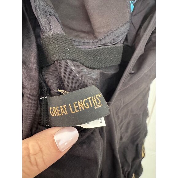 Vintage Great Lengths Swim Black & Blue Floral One Piece Swimsuit 10 - Picture 8 of 10